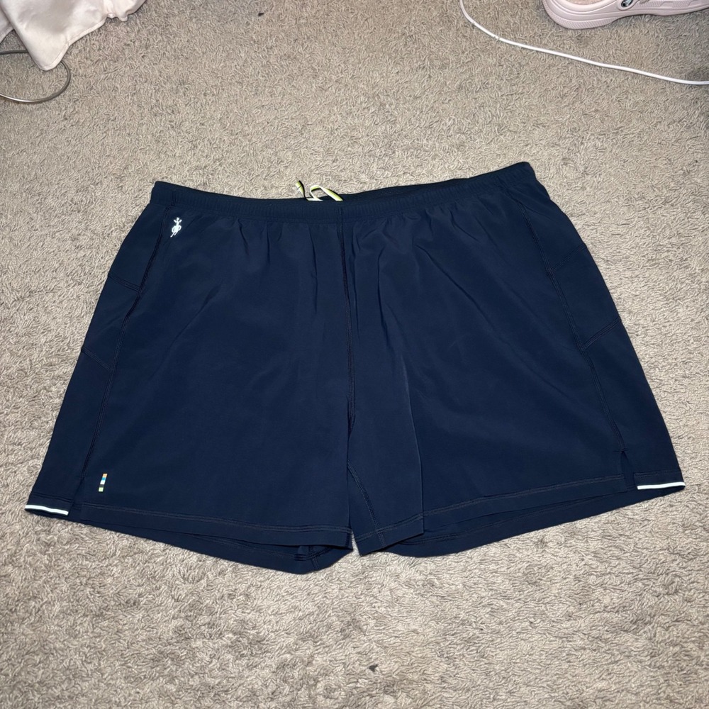 Smartwool Mens Merino Sport Running Shorts Navy Blue XXL 5 Inch Inseam Pockets